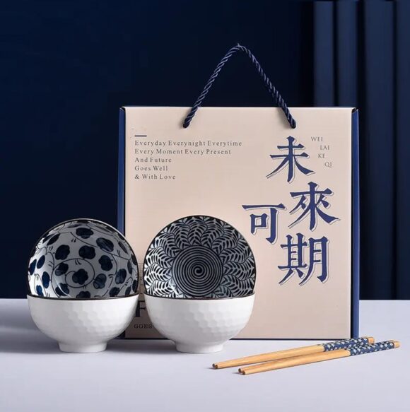 Mangkok Keramik Ceramic Bowl With Gift Box Cream / Krem
